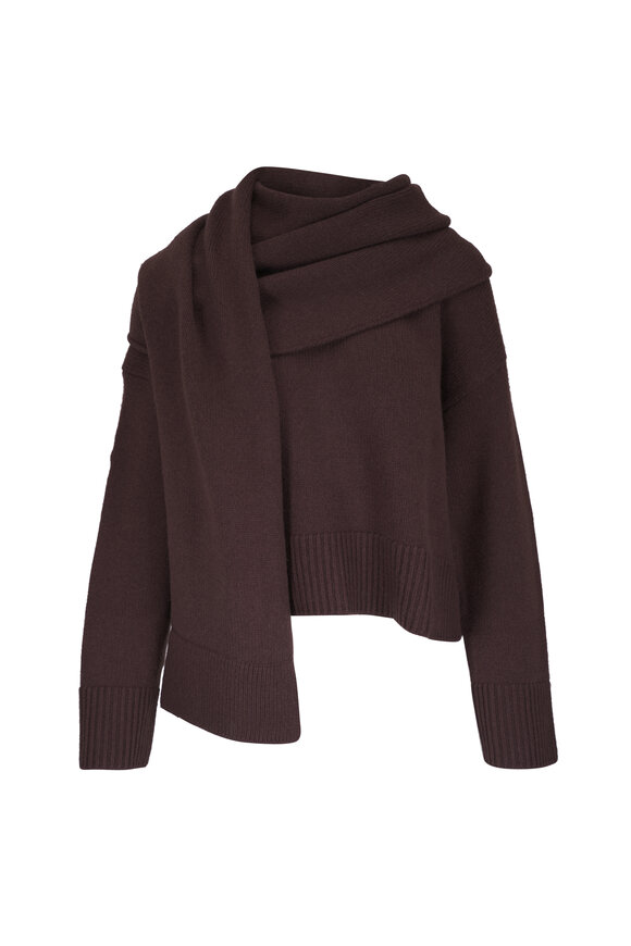 Simkhai Elson Chocolate Wool & Cashmere Scarf Sweater