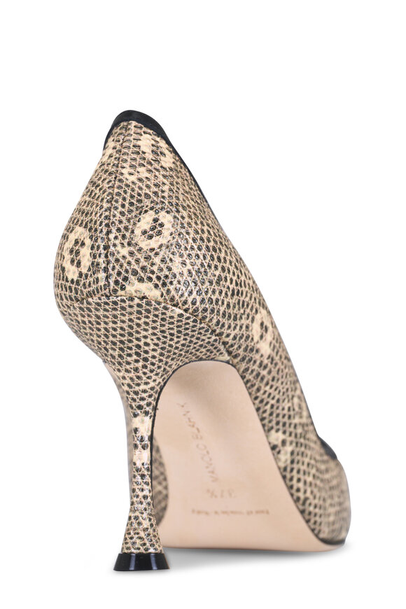 Manolo Blahnik Berry Black Embossed Leather Pump, 90mm - view 4