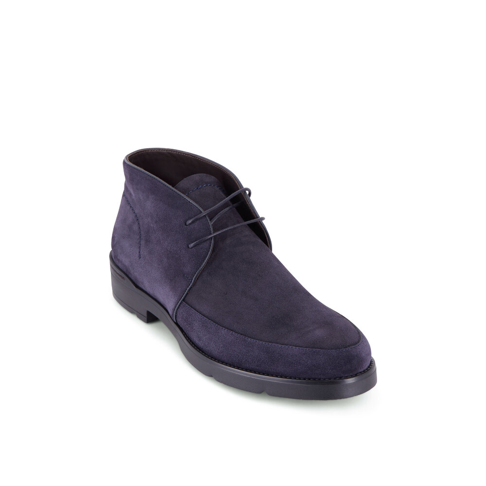 Zegna - Cortina Navy Suede Ankle Boot | Mitchell Stores display picture 2