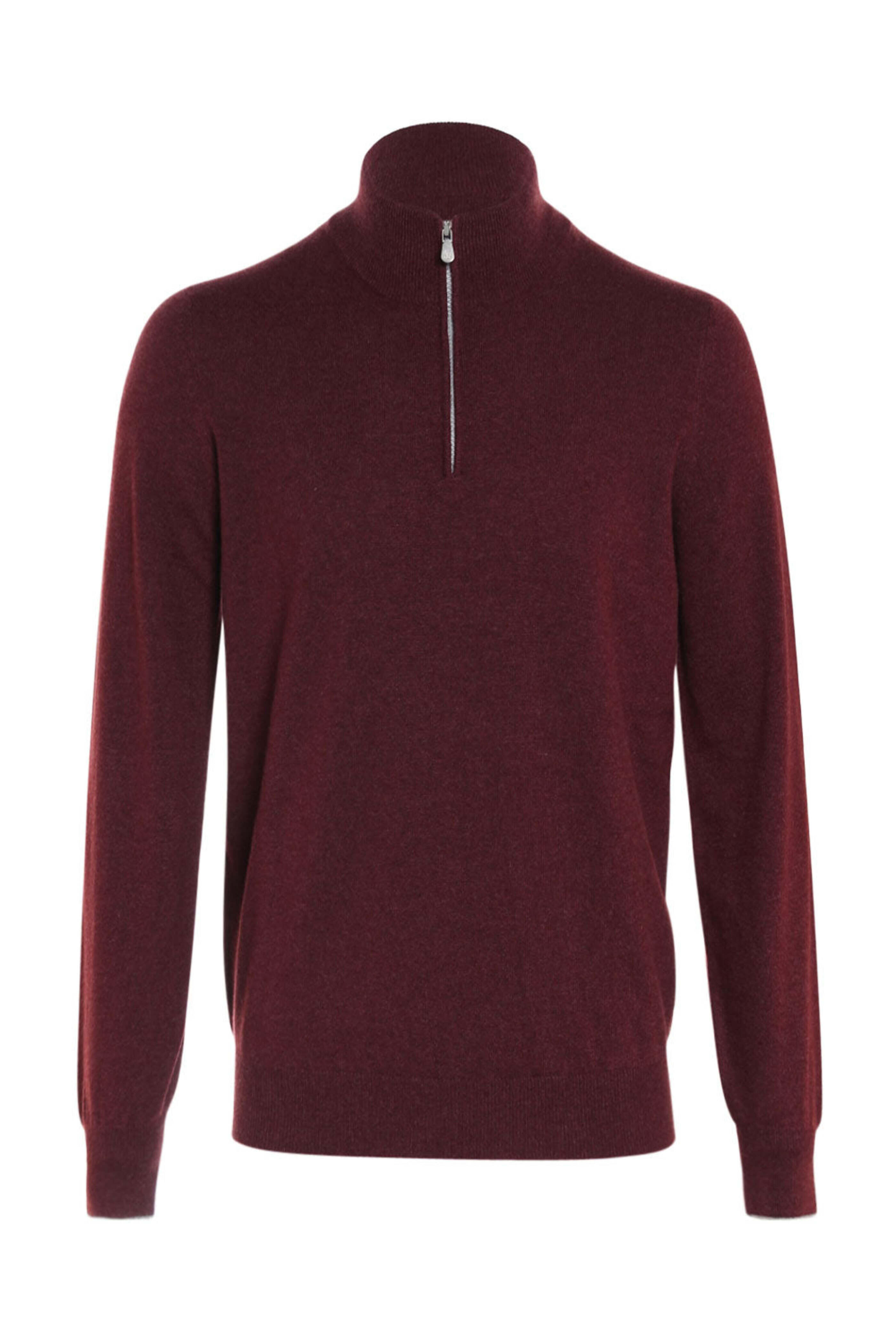 Brunello Cucinelli - Burgundy Cashmere Quarter Zip Sweater