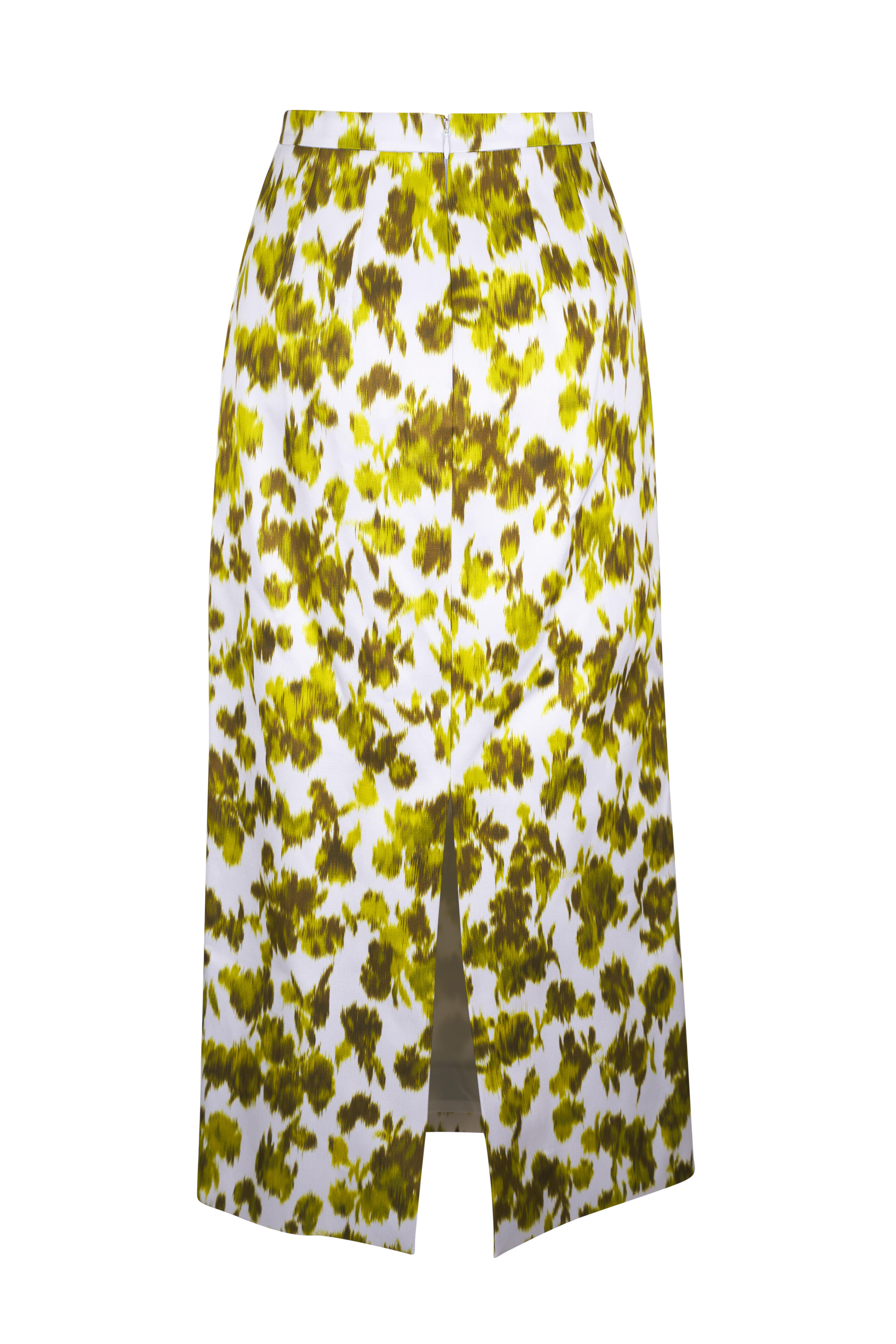 Michael Kors Collection - Floral Moss & White Satin Pencil Skirt
