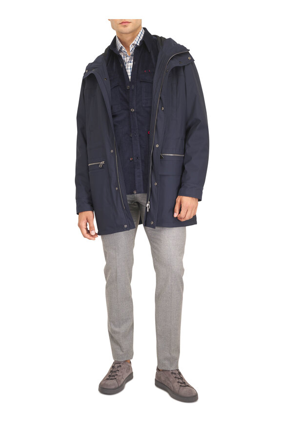 Isaia Dark Blue Corduroy Overshirt - view 5