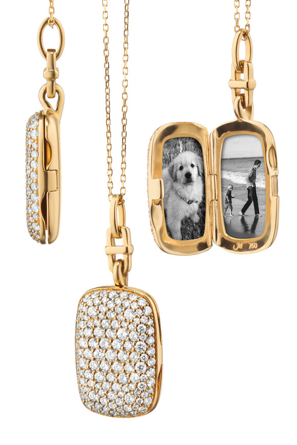 Monica Rich Kosann 18k Yellow Gold Diamond Pave Locket Necklace - view 1