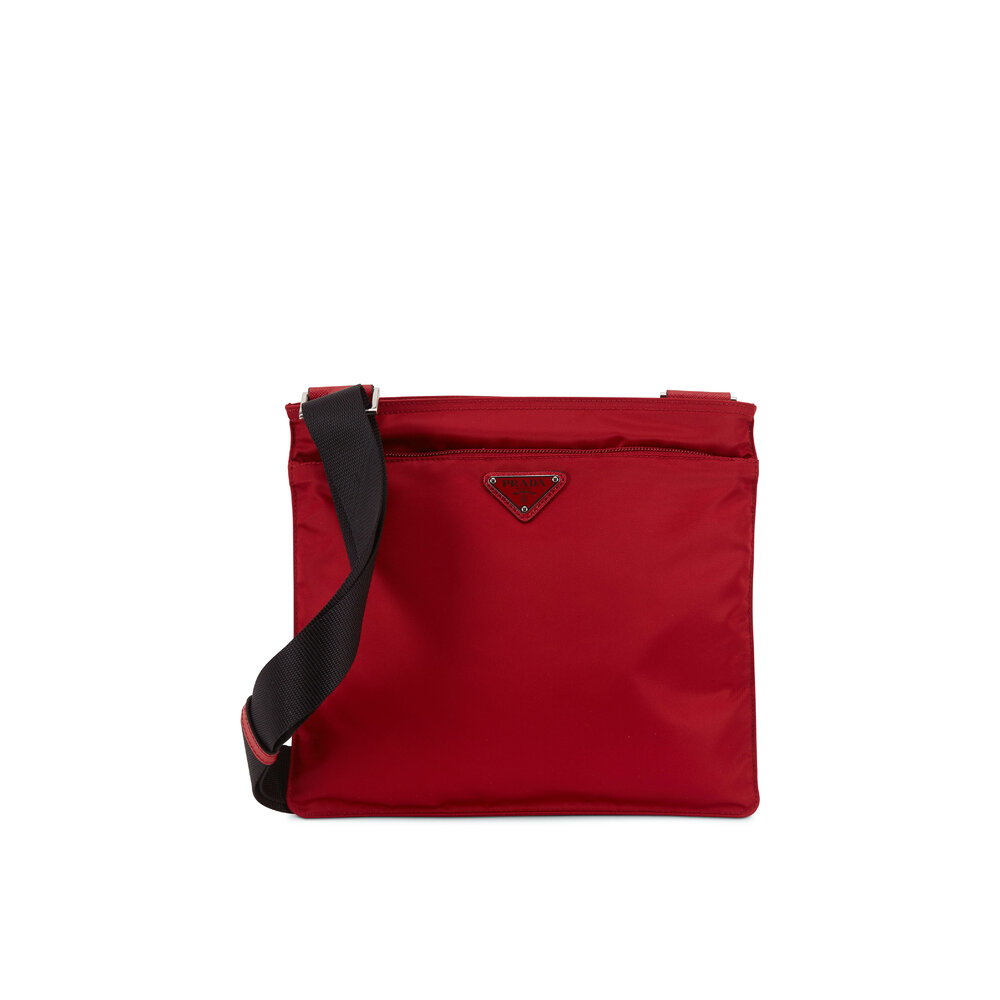 Prada - Dark Red Tessuto Flat Crossbody Bag