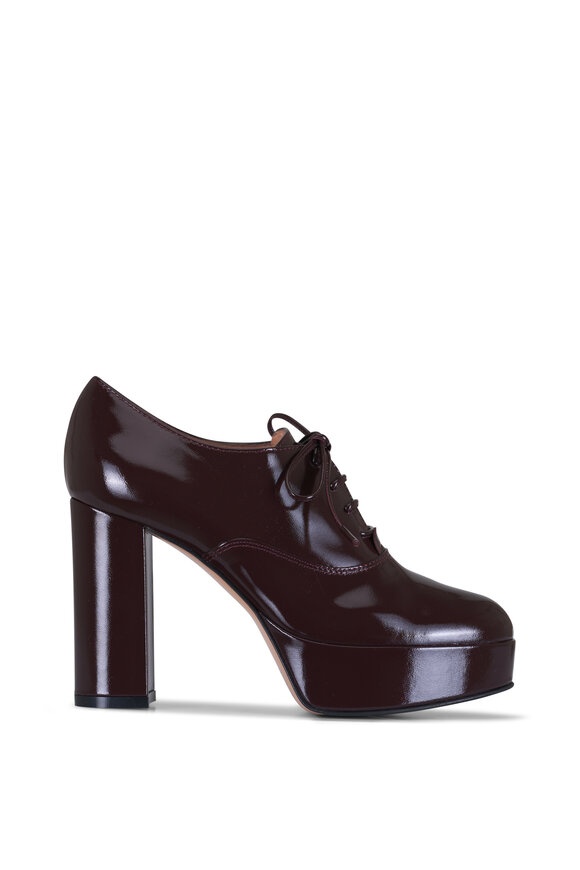 Gianvito Rossi Vicky Burgundy Patent Leather Loafer Pump, 70mm - view 2