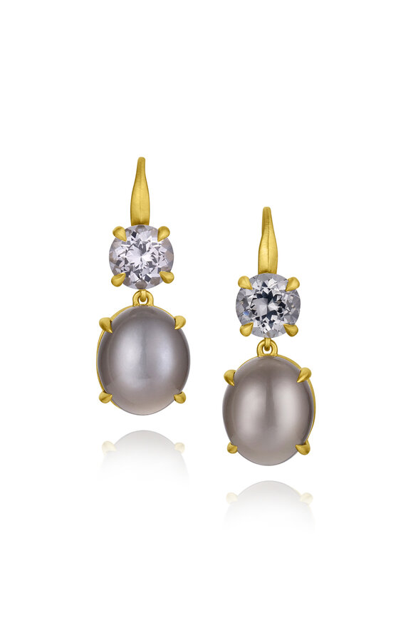 Leigh Maxwell 18k Yellow Gold Small Gray Spinel Gemmy Earring - view 1