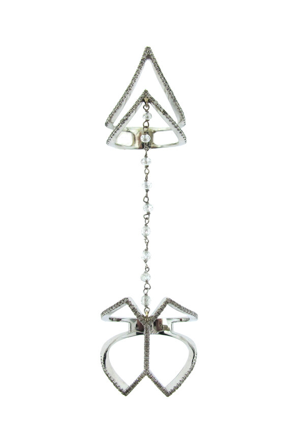 Loree Rodkin 14k White Gold Pave Double Open Pointy Midi Ring - view 1