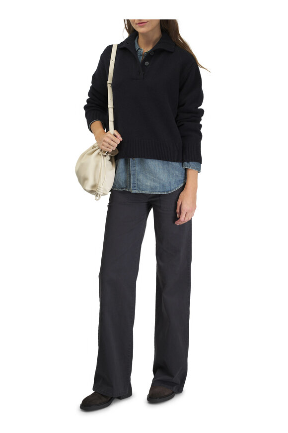 Nili Lotan - Renata Dark Navy Cashmere Polo Sweater