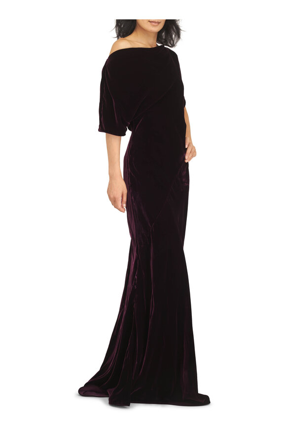 Kiton Velvet Bordeaux Cowl Neck Gown - view 5