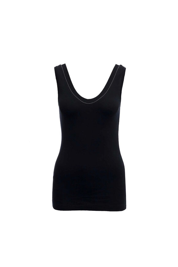 Tシャツ・カットソー BRUNELLO CUCINELLI JERSEY SLEEVELESS TOP WITH MONILI Brunello Cucinelli Monili-Trim Cotton Rib Jersey Tank Top