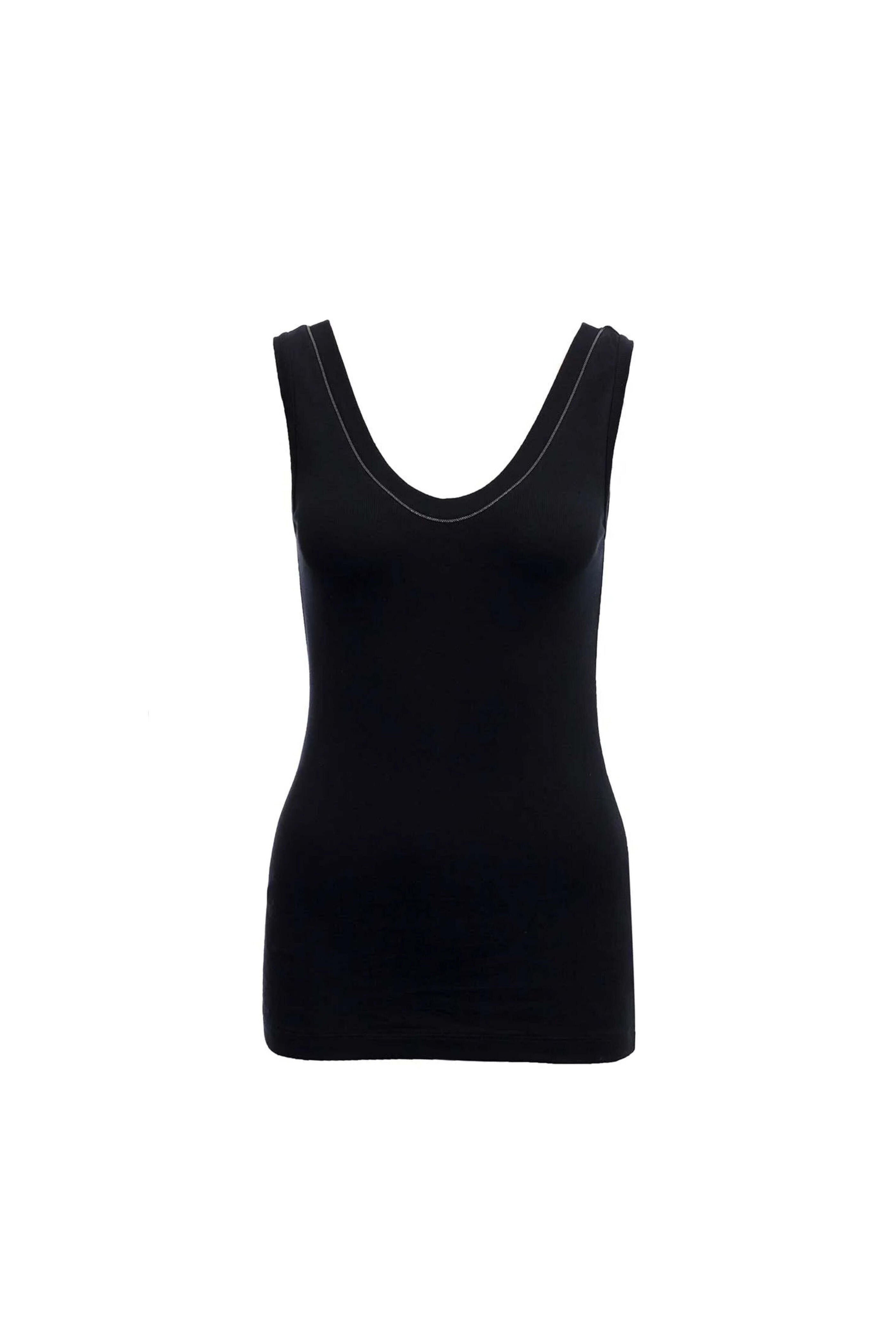 Brunello Cucinelli - Black Monili V Neck Jersey Tank Brunello Cucinelli - Black Monili V Neck Jersey Tank