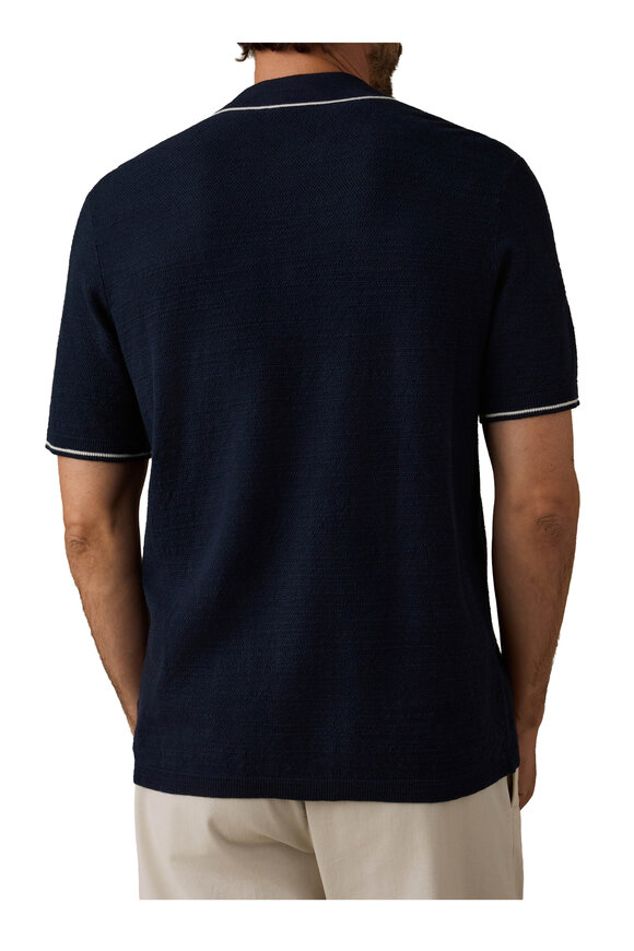 Faherty Brand Abyss Navy Short Sleeve Cotton Sweater Shirt - view 4