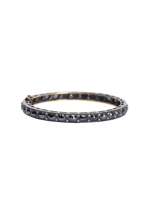 Loren Jewels - 14K Gold & Sterling Silver Black Spinel Bangle