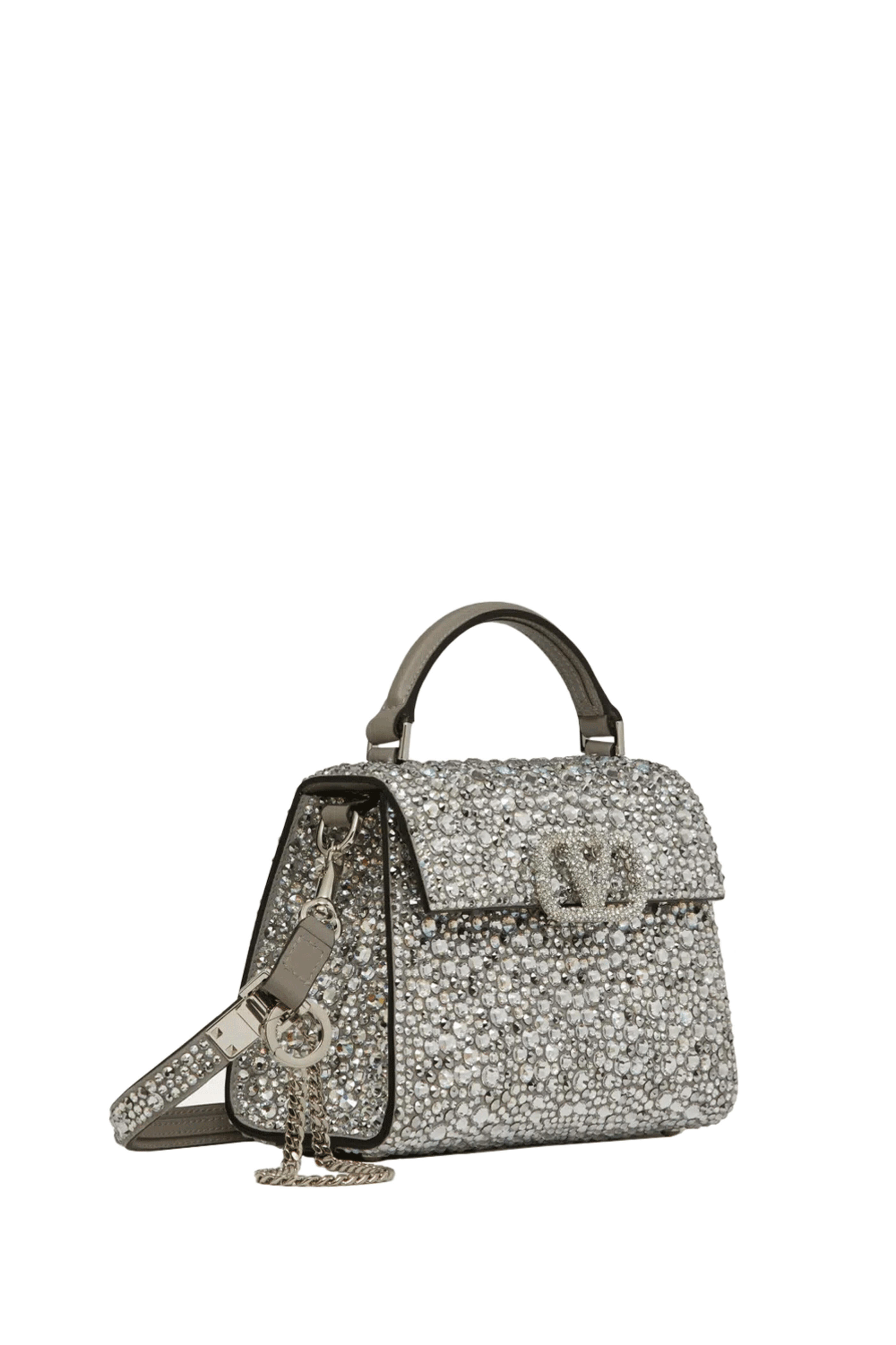Valentino Garavani - Mini VSling Crystal Top Handle Bag in Moonlight