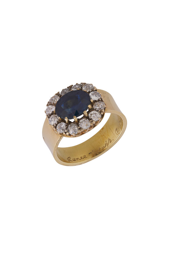 Renee Lewis 18k Yellow Gold Diamond & Natural Sapphire Ring
