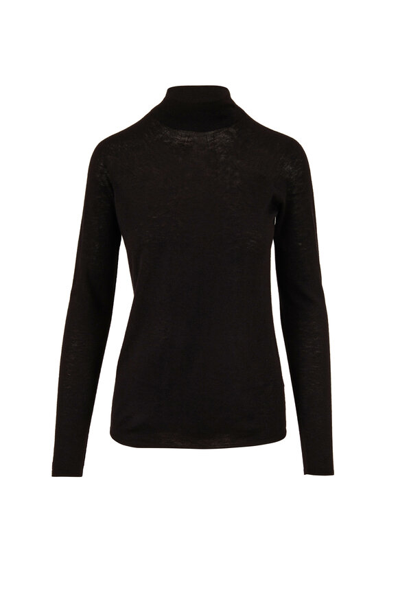 Vince - Black Seamless Funnel Neck Pullover