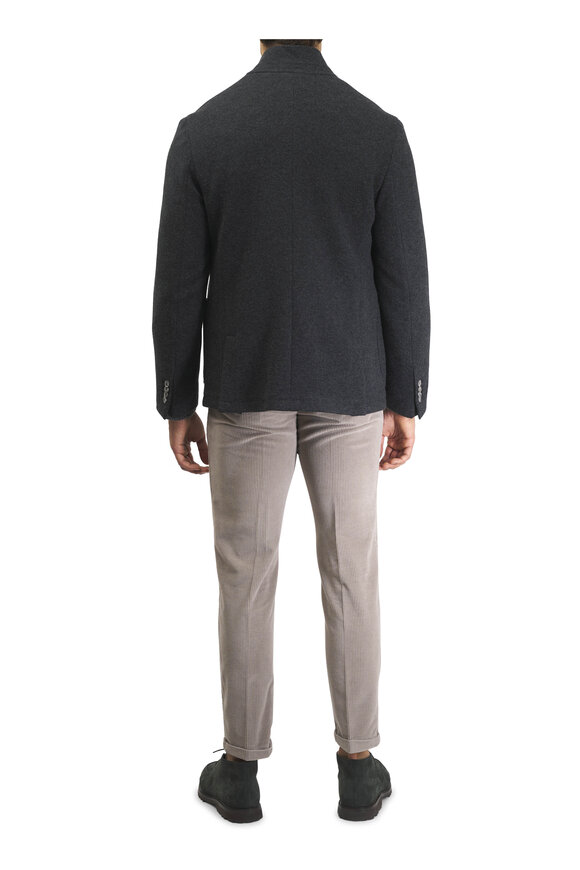 Fedeli Dark Green Superfine Wool Crewneck - view 4