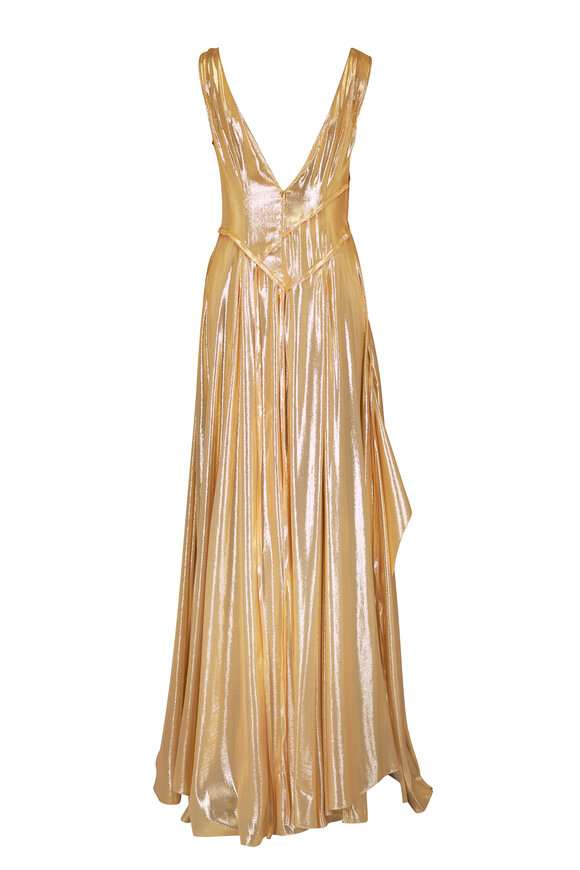 Akris Gold Silk Lamè Asymmetrical Gown - view 3