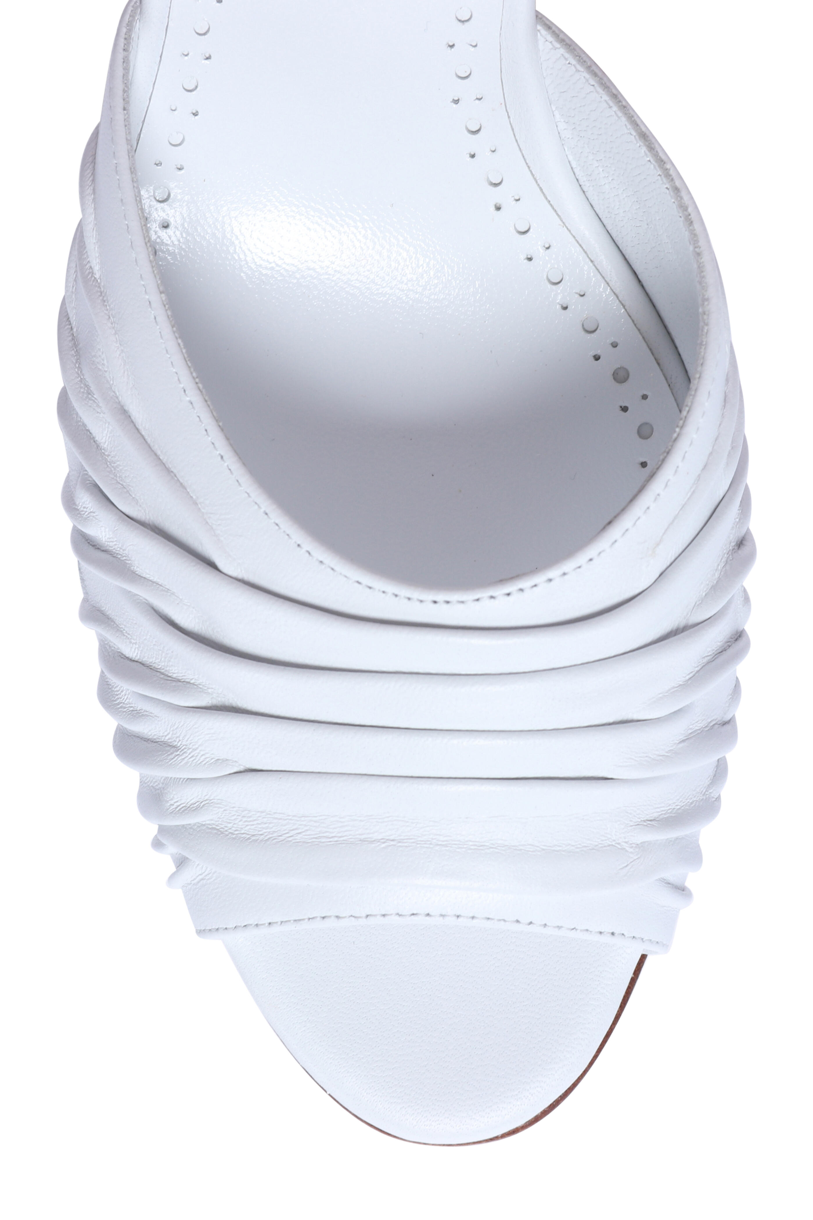 Manolo Blahnik - Piruabar Ruched White Leather Mule, 50mm