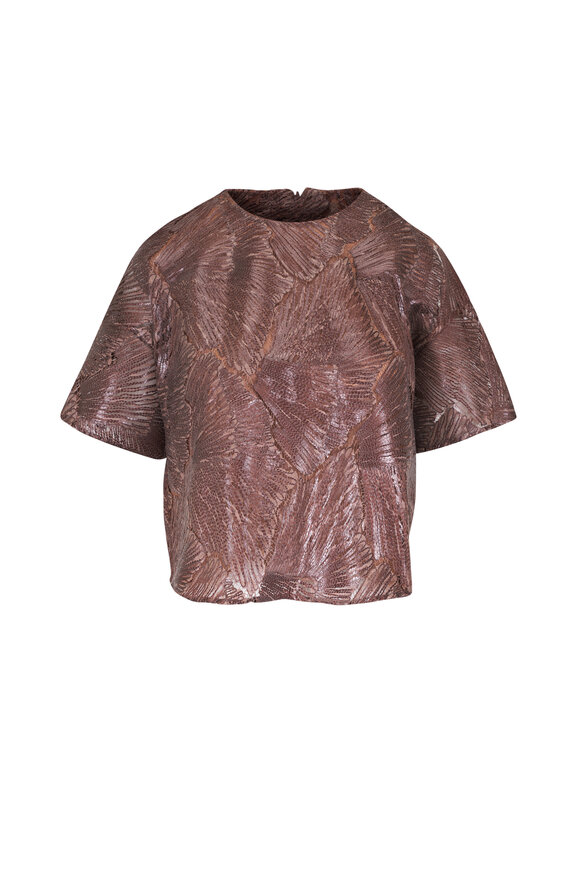 Akris Mochaccino Tech Lacquer Lace Boxy Top