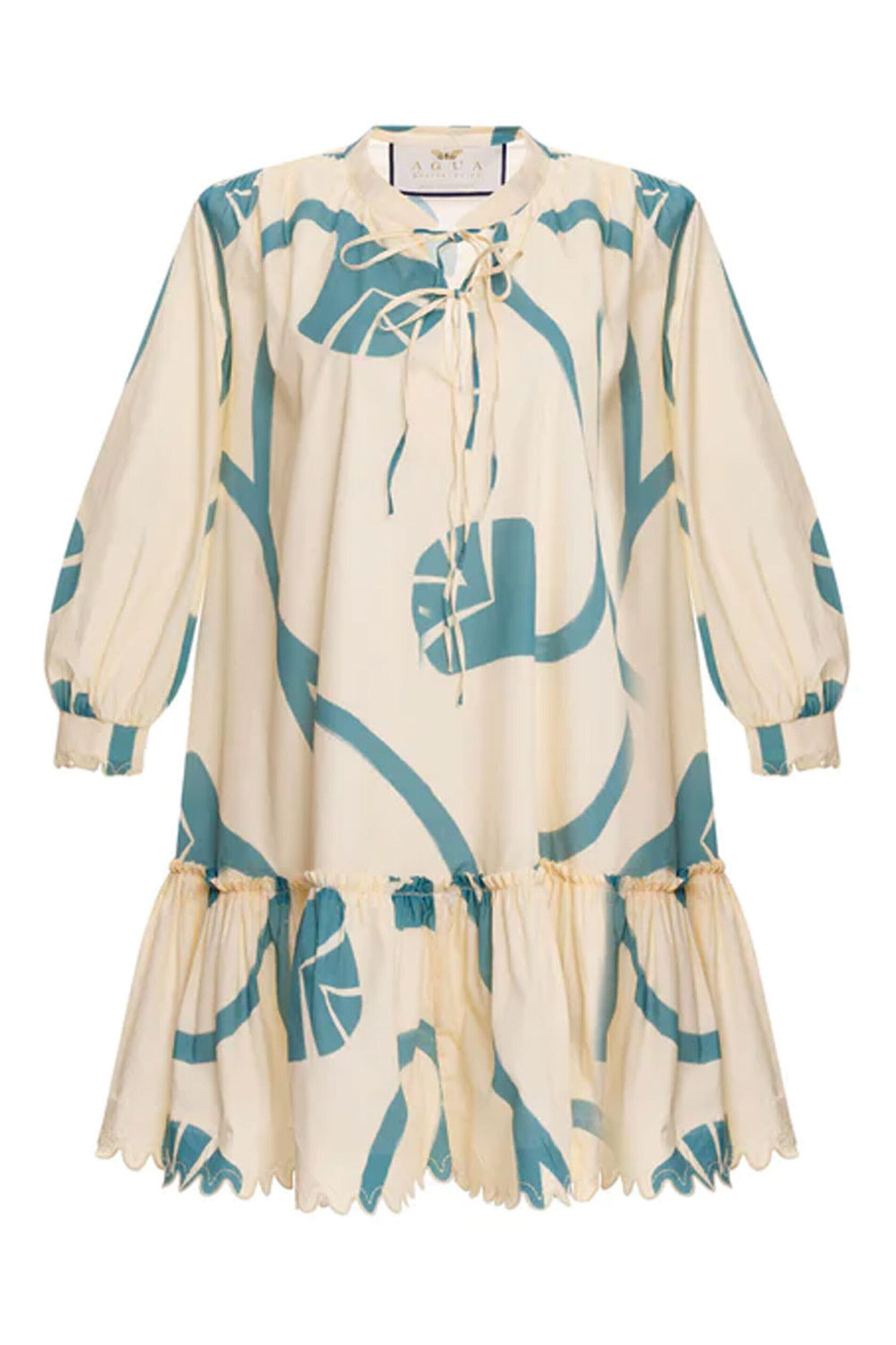 Agua By Agua Bendita - Neutral Colonial Geometrico Mini Dress