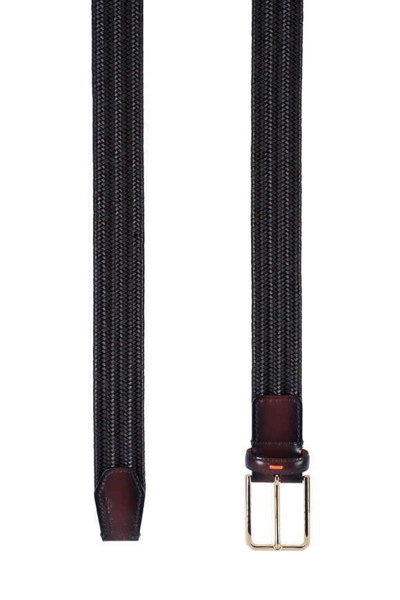 Santoni Dark Brown Woven Belt - view 2