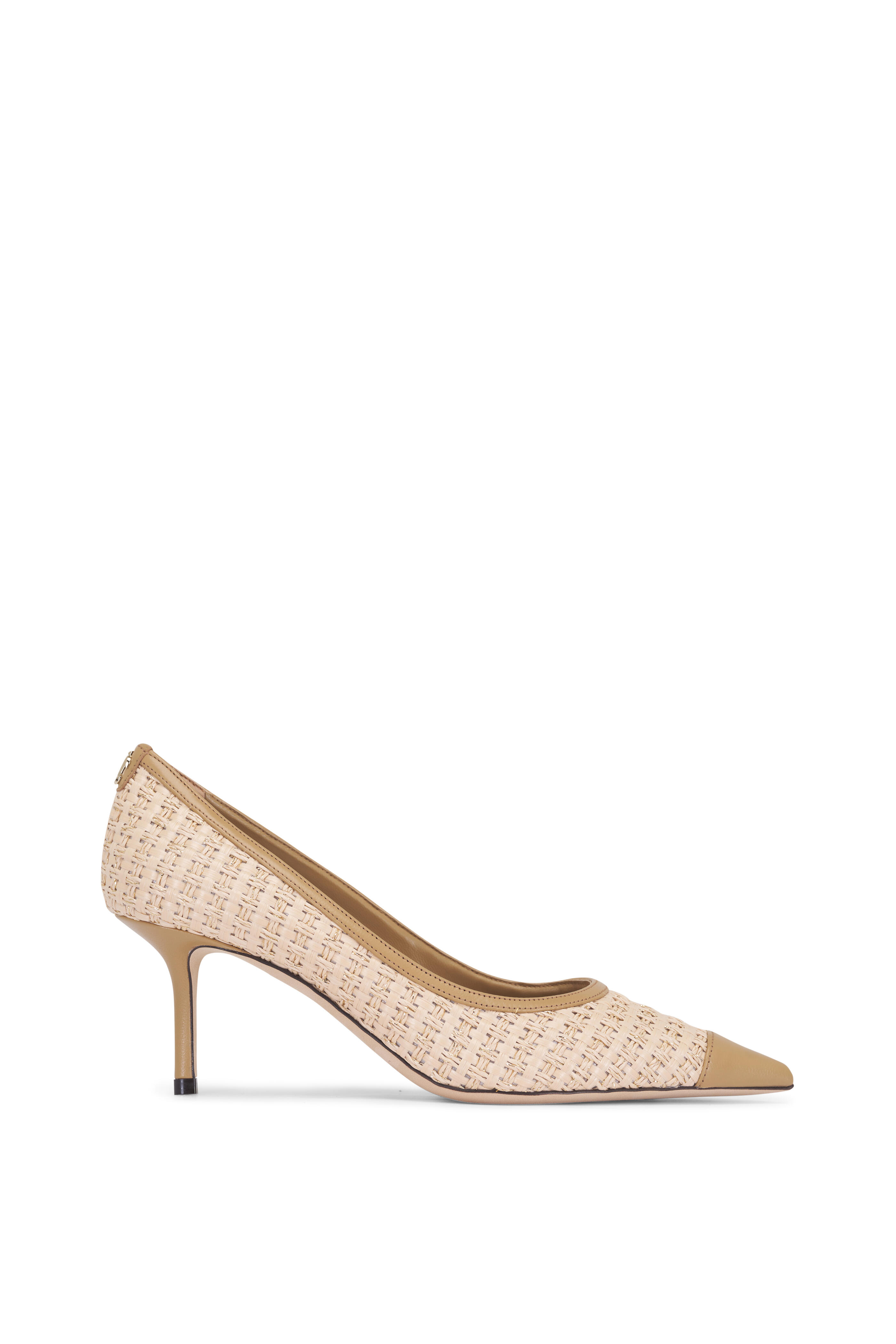 Jimmy Choo - Love Cappuccino Raffia & Leather Pump, 65mm