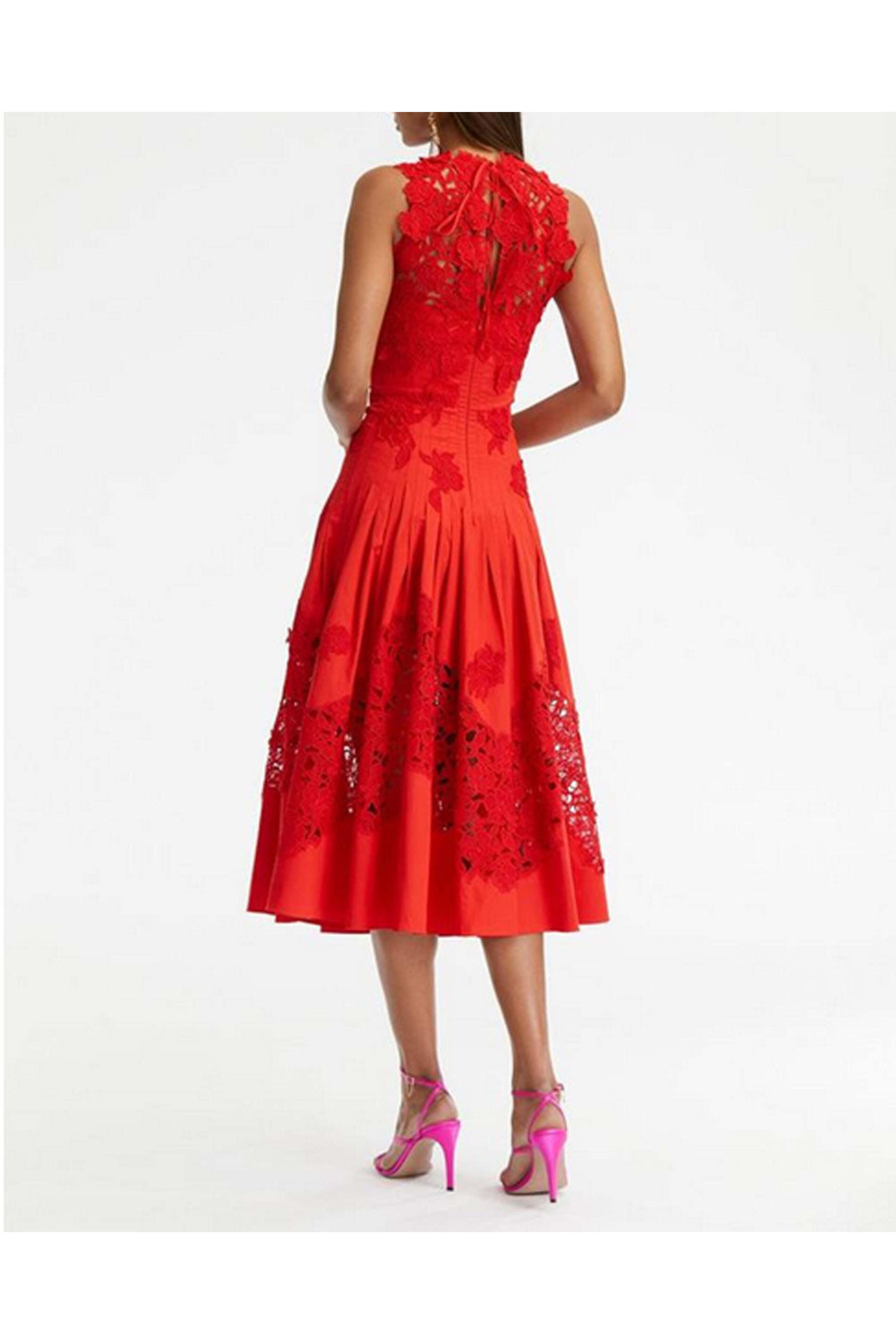 Oscar de la Renta - Scarlet Floral Guipure Dress