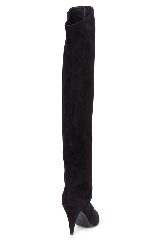 Saint Laurent Cat Black Suede Over-The-Knee Boot, 90mm - view 2