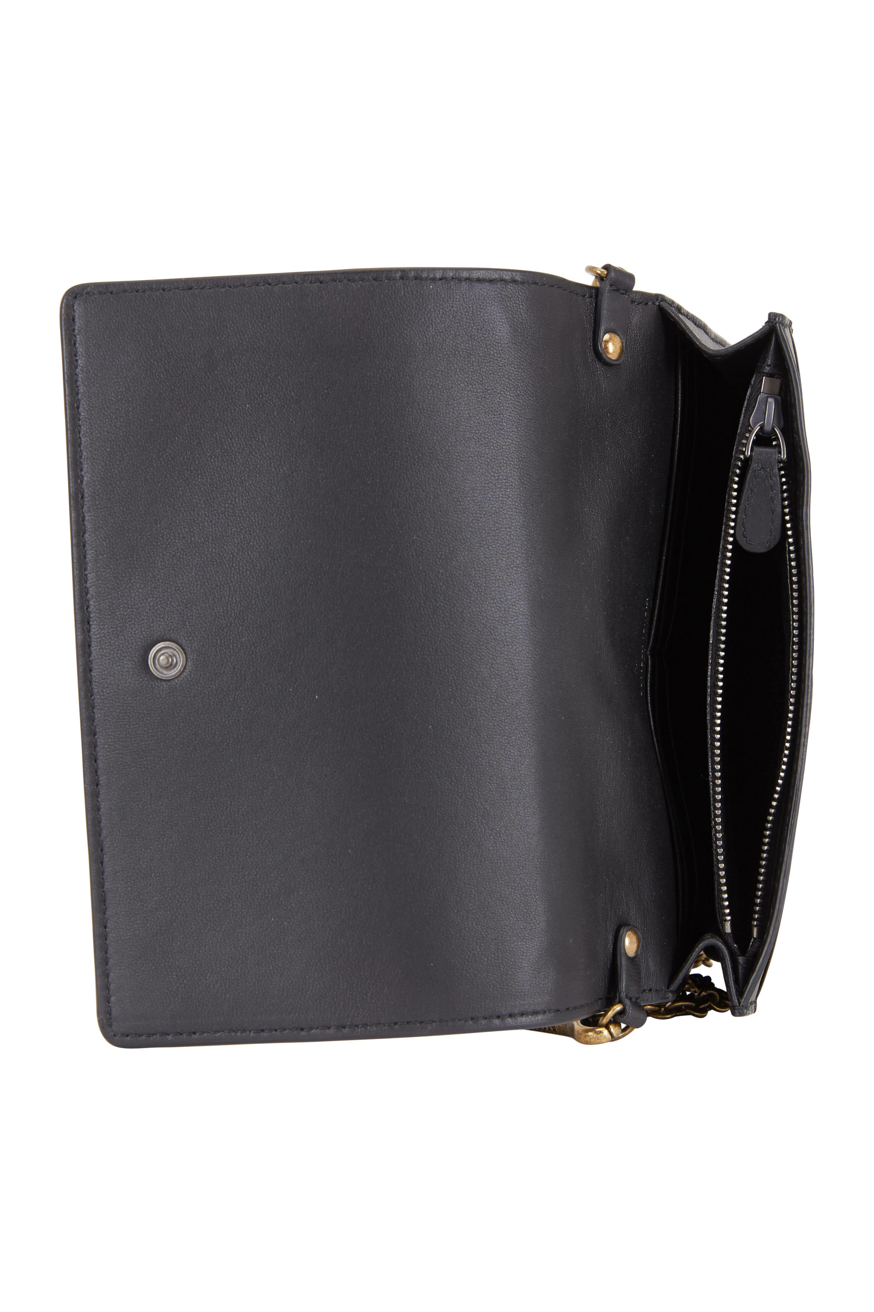 Bottega Veneta - Black Intrecciato Chain Wallet