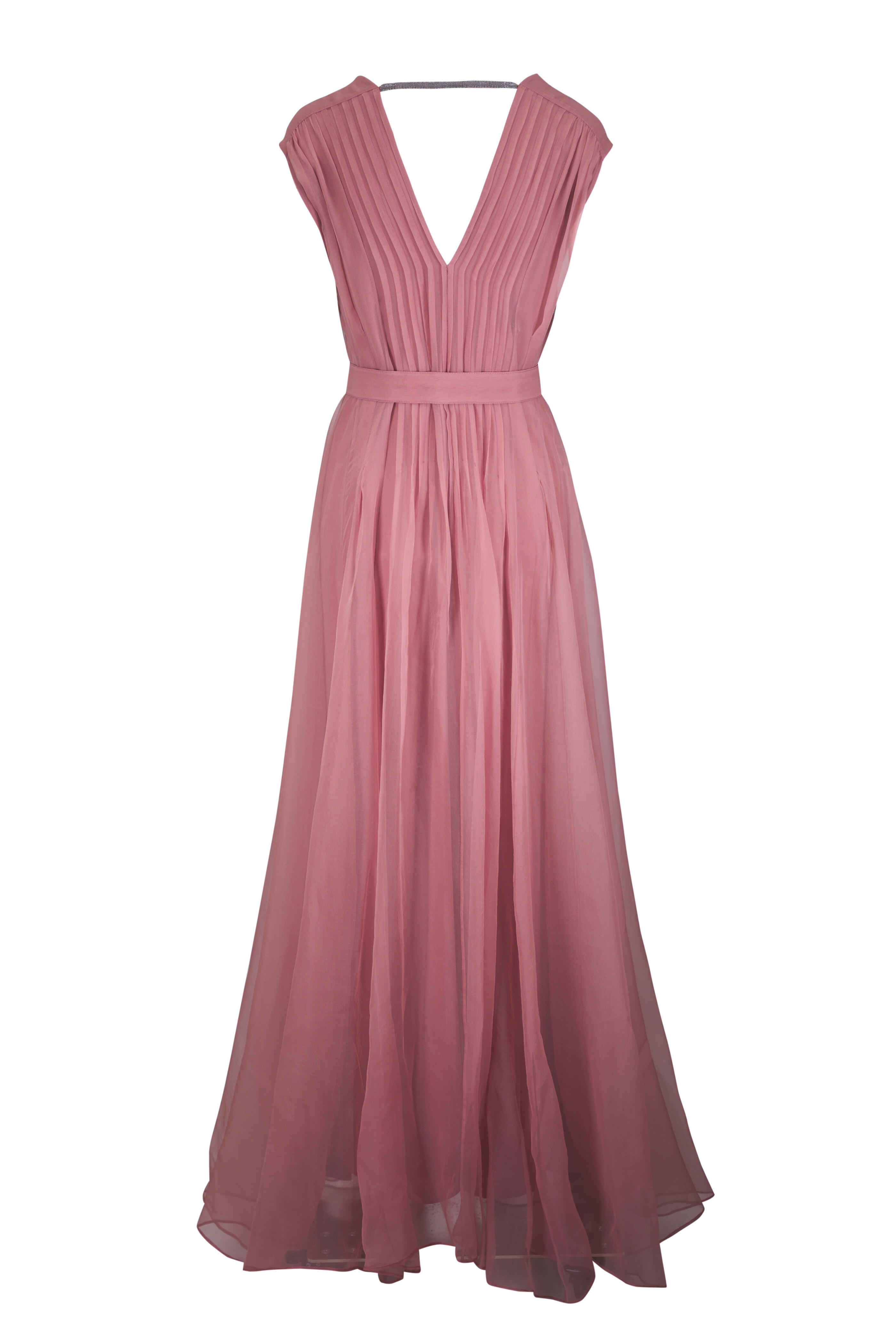 Brunello Cucinelli - Pink Crispy Silk Chiffon Maxi Dress