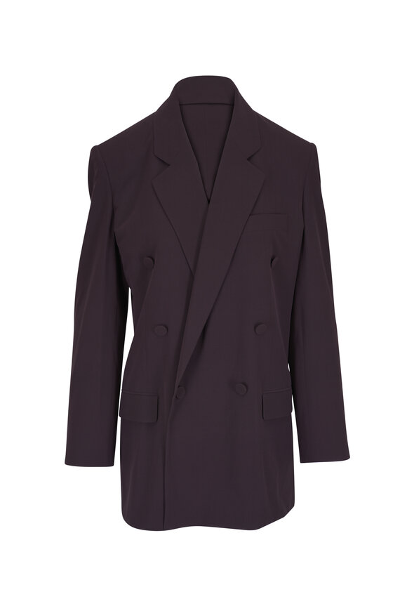 Saint Laurent Chocolate Brown Double Breasted Silk Crepe Blazer