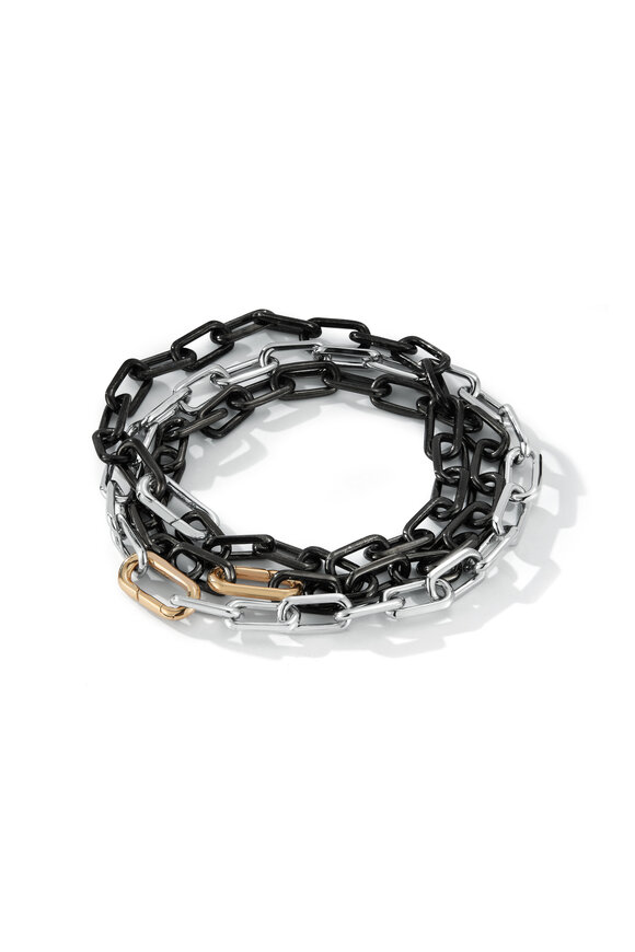 Walters Faith - Saxon Black Rhodium Solid Link Men's Bracelet