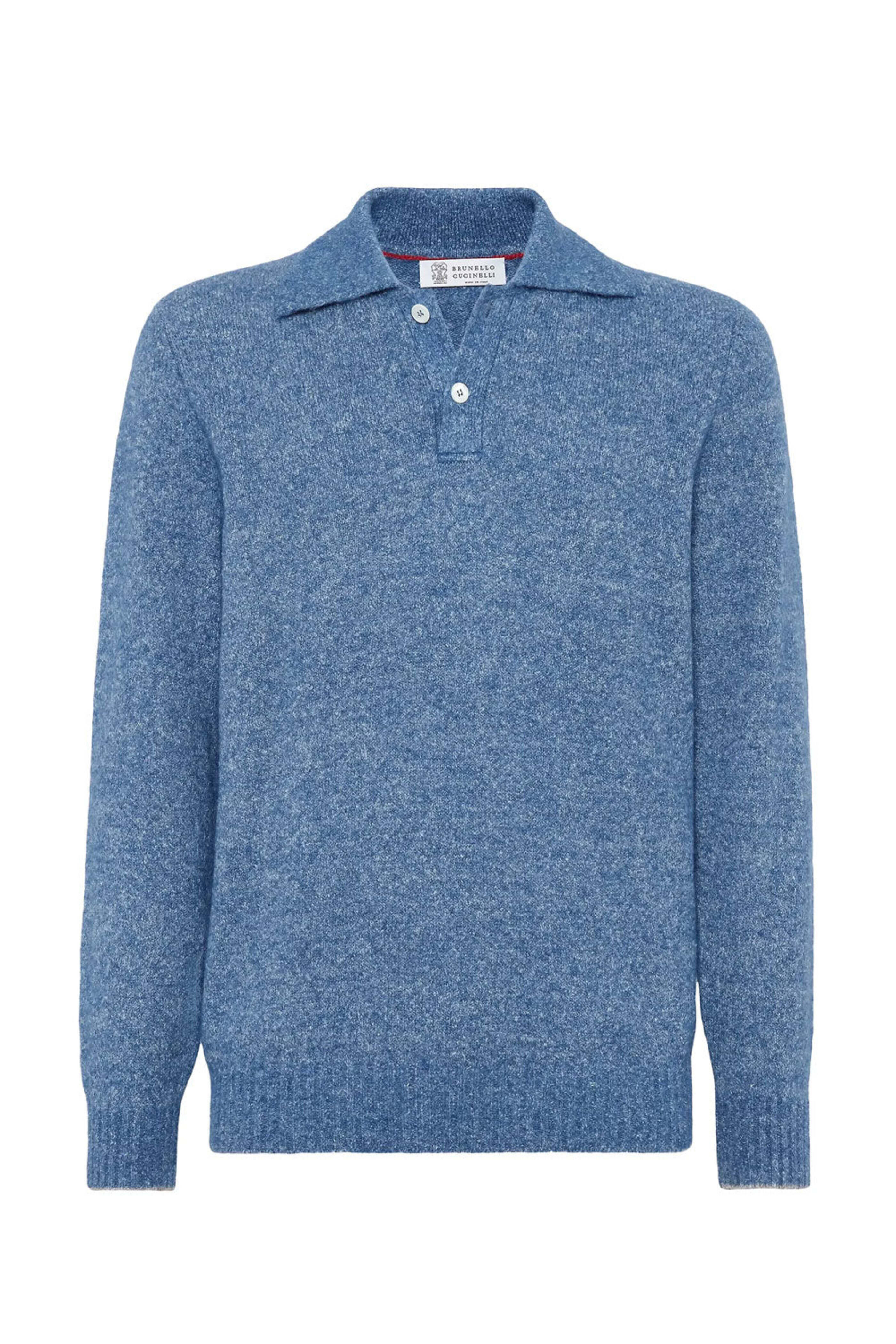 Brunello Cucinelli - Sky Blue Polo Sweater | Mitchell Stores