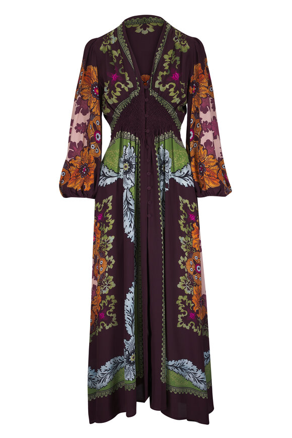 La DoubleJ Bounty Placée Burgundy Long Camerino Dress