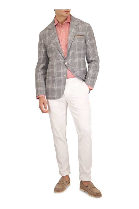 Brunello Cucinelli Orange Linen Woven Sport Shirt - view 2