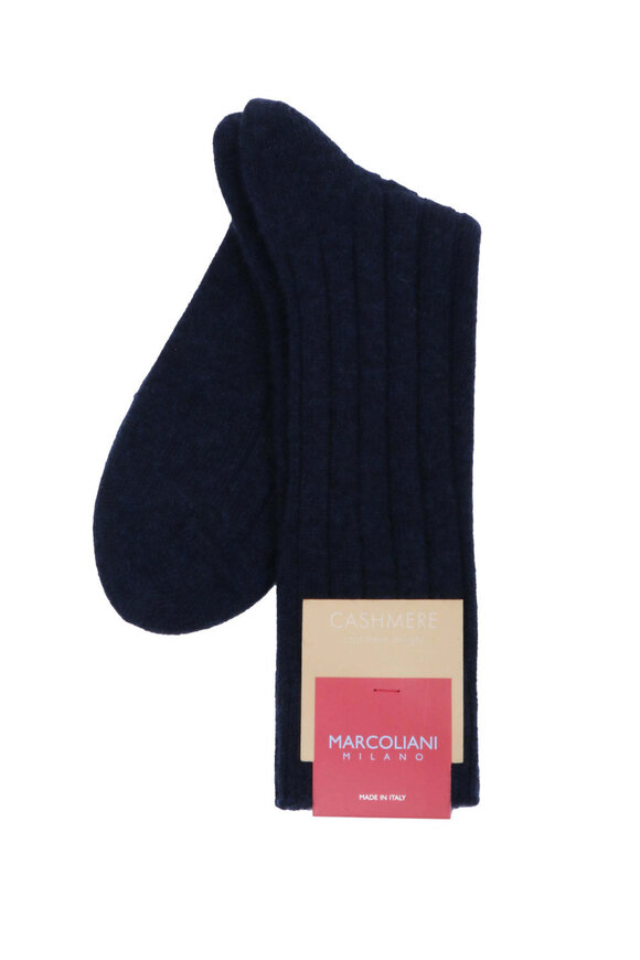 Marcoliani Navy Solid Cashmere Midcalf Socks