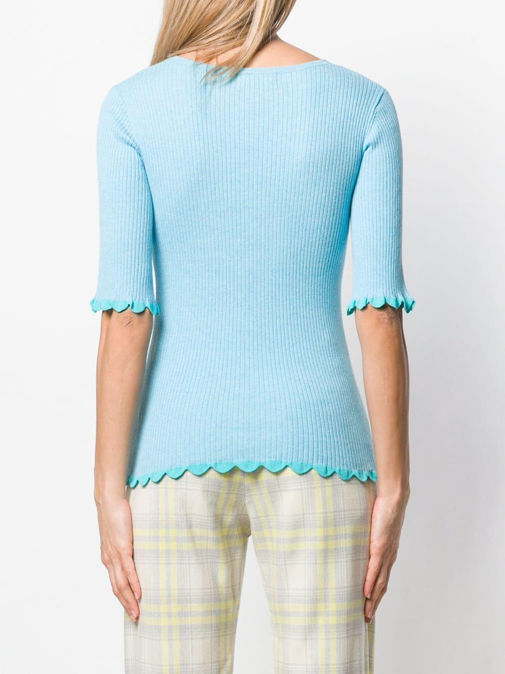 See by Chloé - Breezy Blue Ribbed V-Neck Sweater