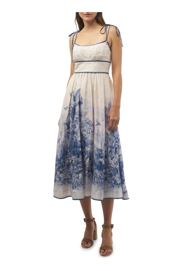 Zimmermann - Wylie Blue Palm Picnic Dress