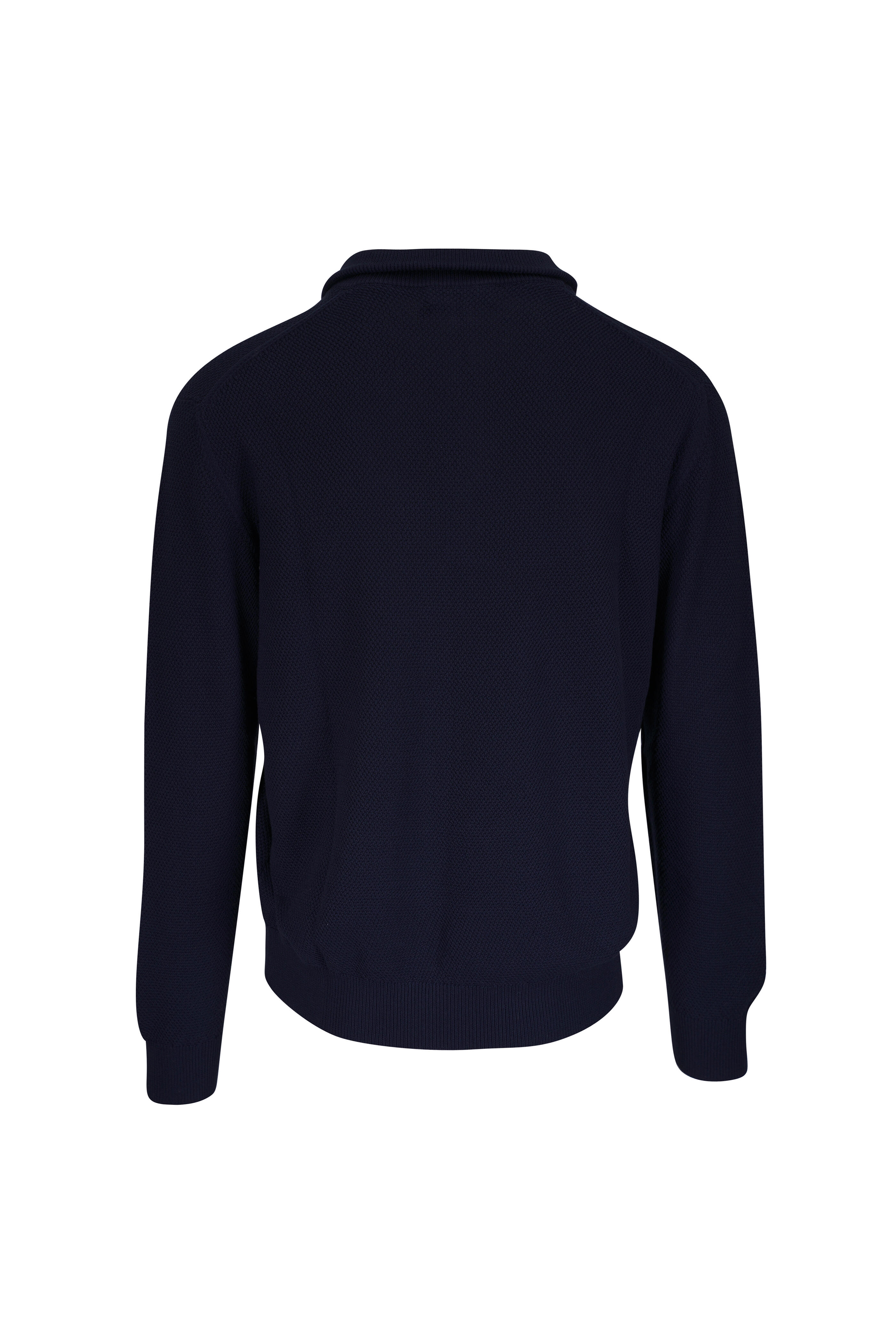 Ralph Lauren Purple Label - Blue Textured Silk & Cotton Quarter-Zip Pullover