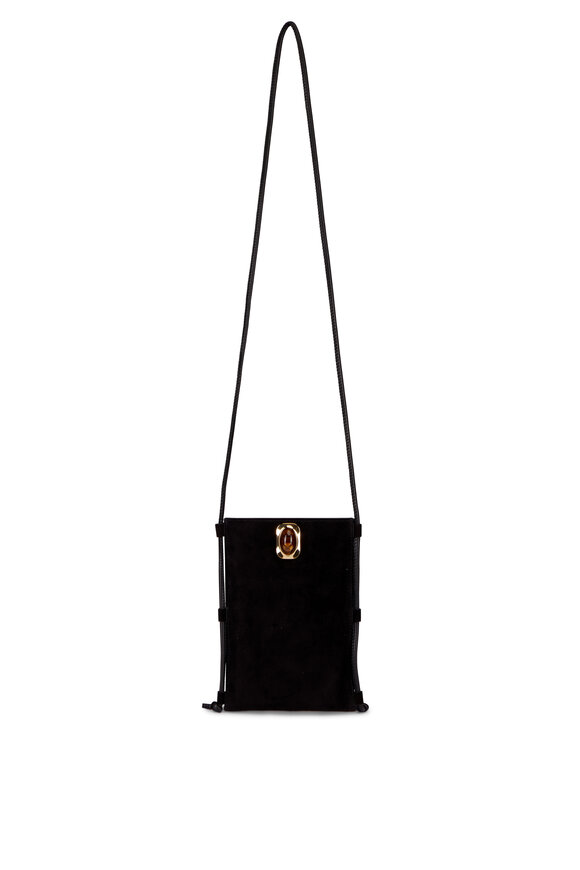 Veronica Beard Tether Tiger’s Eye Cabochon Black Suede Crossbody - view 1