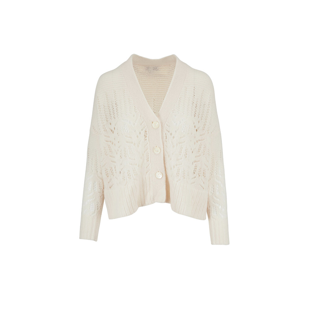 トップス 22SS Openwork Cardigan Openwork cotton blend jersey knit cardigan Woman, Beige