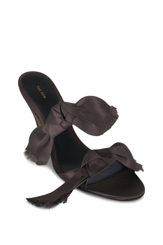 The Row - Black Link Woven Leather Flat Sandal | Mitchell Stores