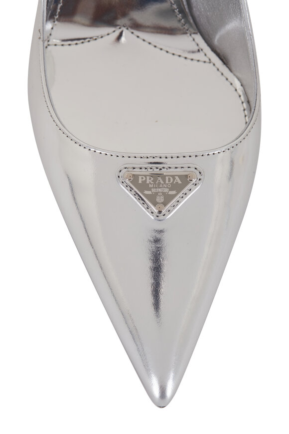 Prada - Argento Silver Metallic Slingback, 85mm 