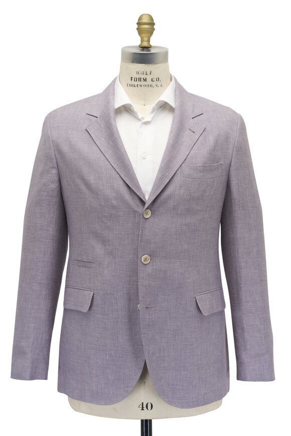 Brunello Cucinelli - Lavender Plaid Wool, Linen & Silk Sportcoat