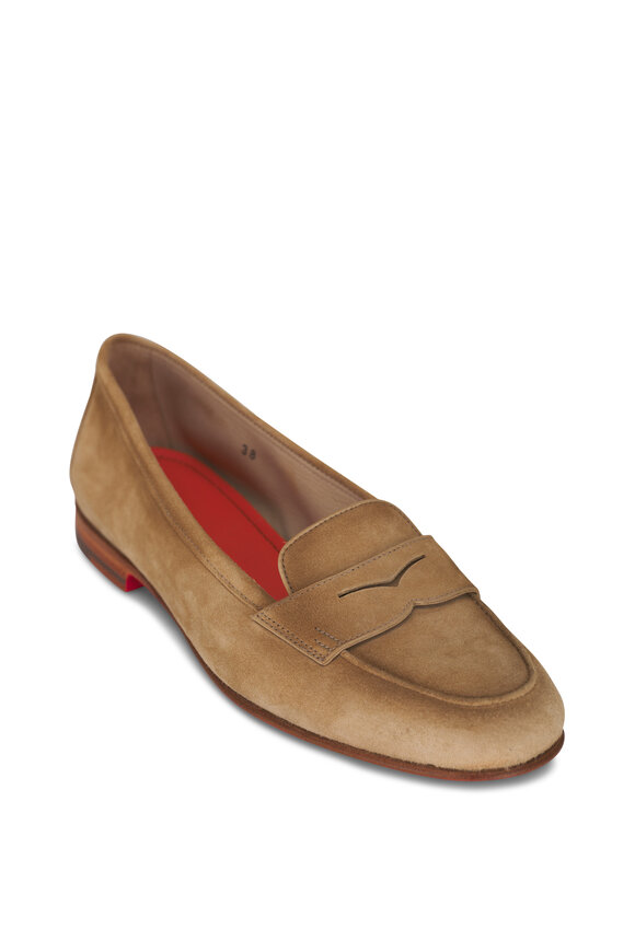 Santoni Carla Beige Suede Loafer 