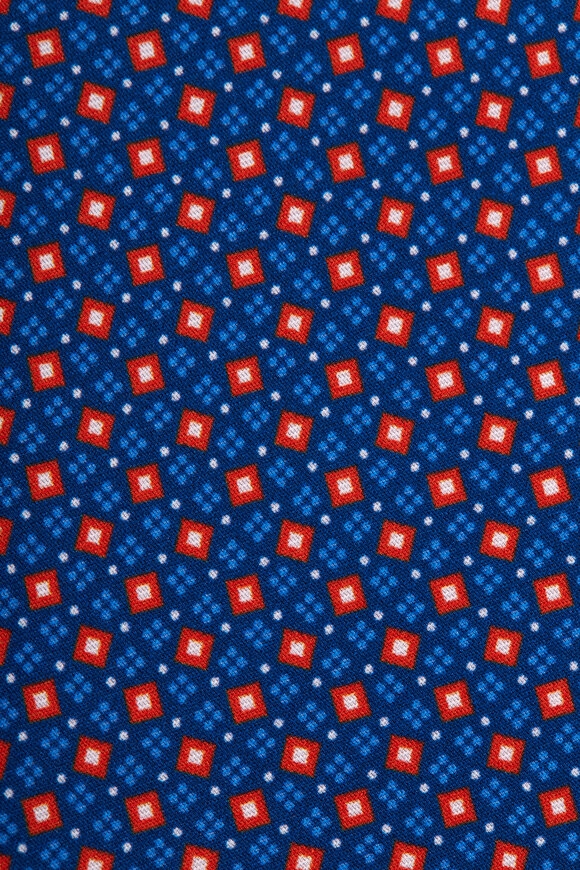 Kiton - Blue & Orange Abstract Silk Necktie 