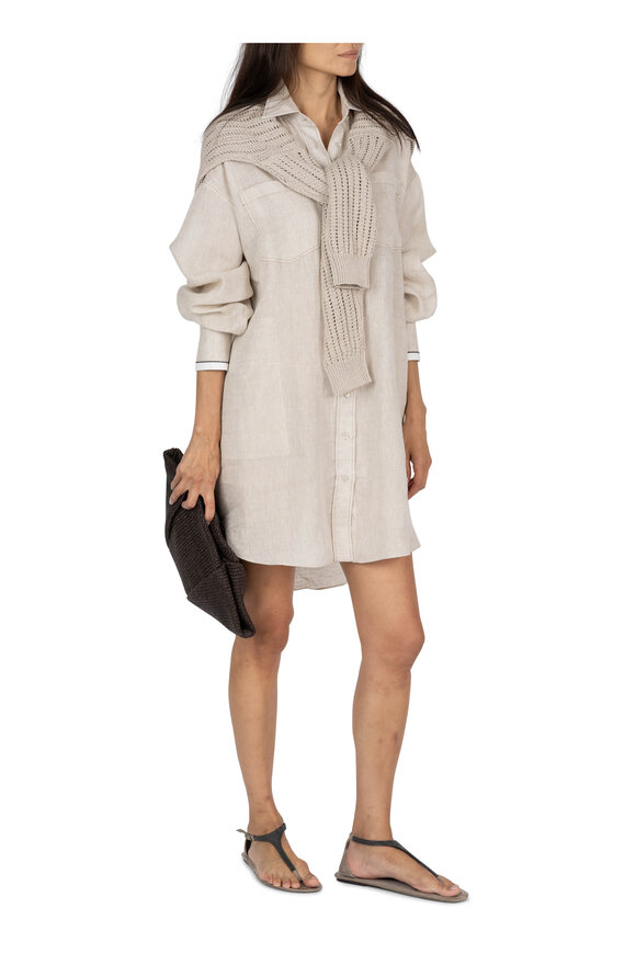 Brunello Cucinelli - Beige Cotton Open Knit Cardigan