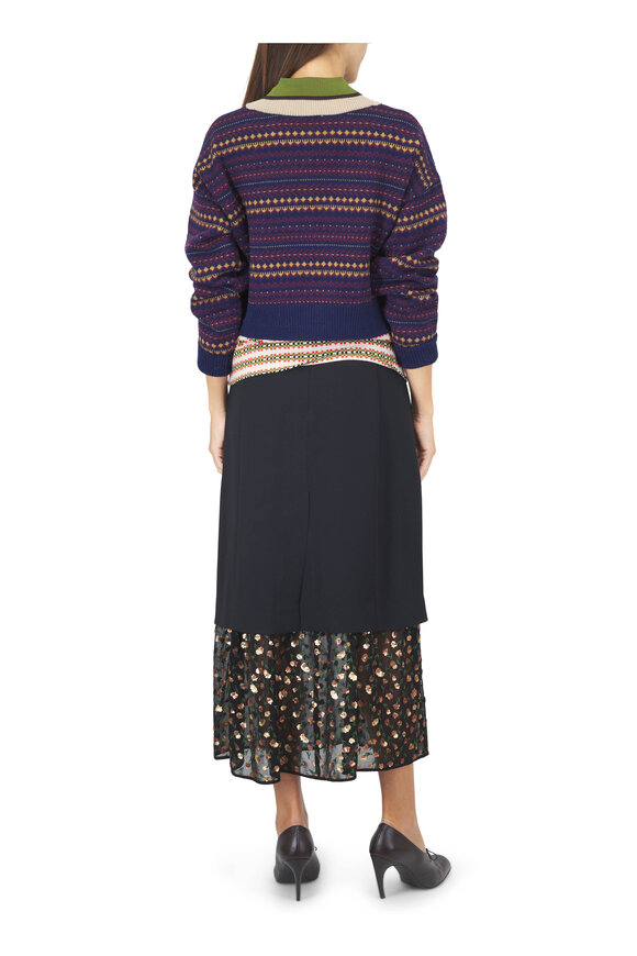 Dries Van Noten Navy Multicolor Polo Sweater - view 4