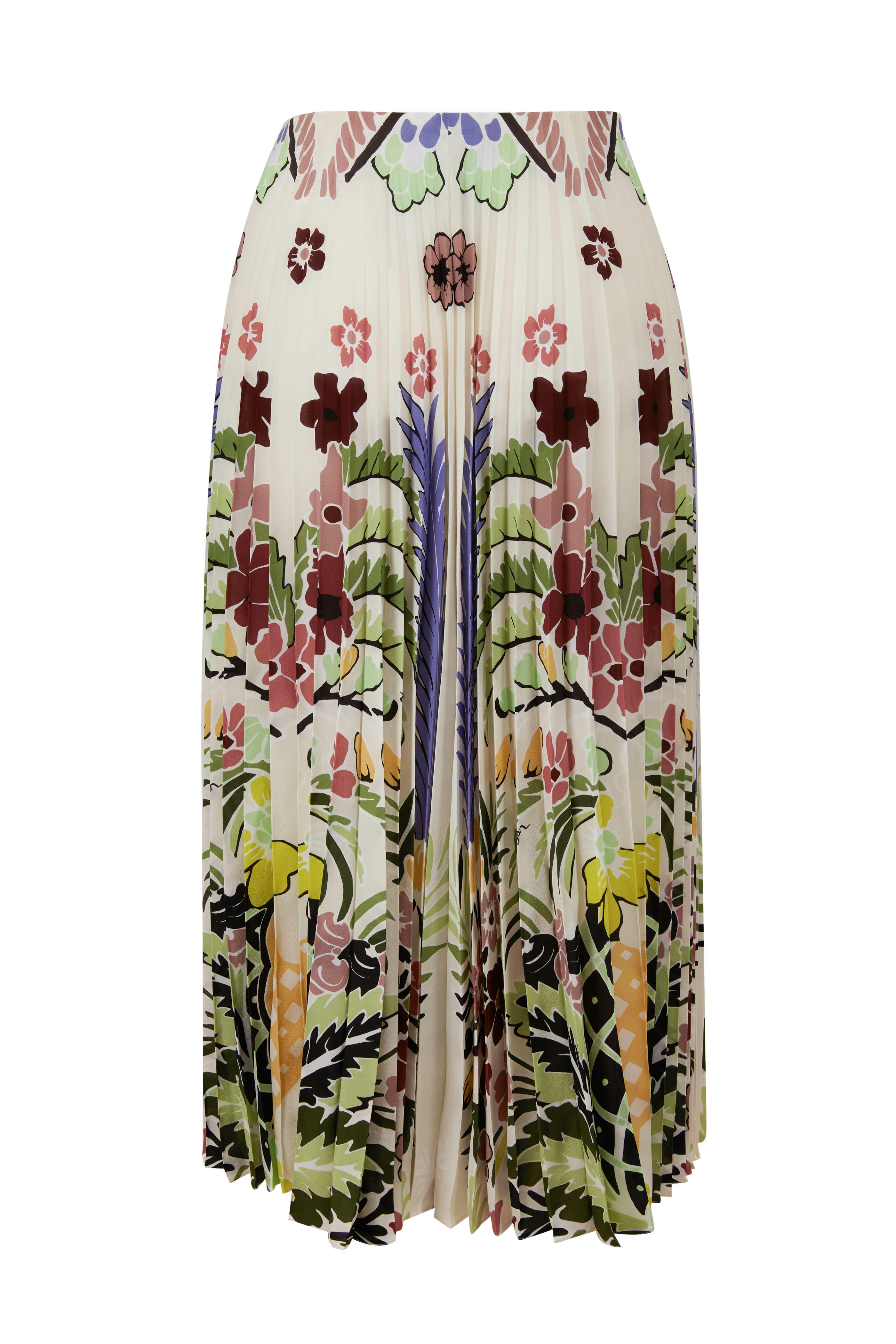 Valentino - Multicolor Silk Arrozo Print Pleated Skirt